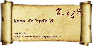 Kara Árpád névjegykártya
