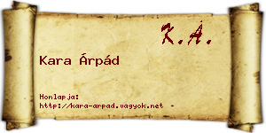 Kara Árpád névjegykártya